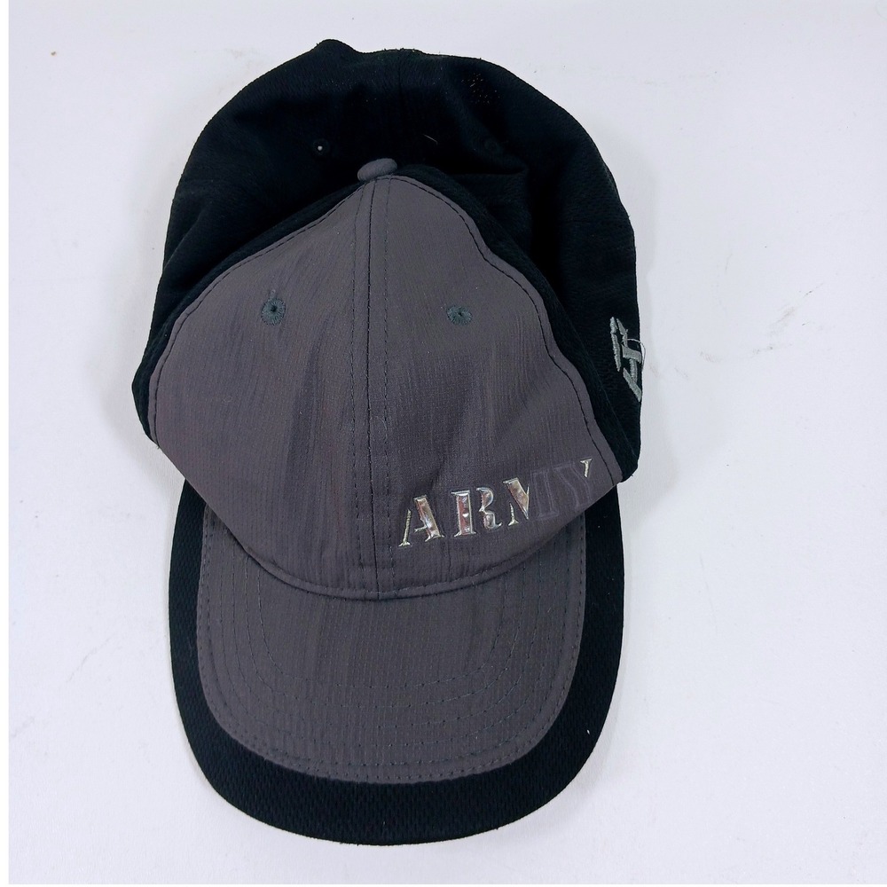 Army Performance Mens Grey Black Adjustable Mesh Back Running Hat OSFM